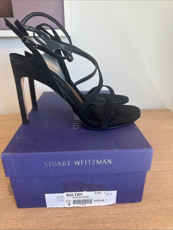 Stuart Weitzman Shoes - Stuart Weitzman Black Suede Multi-Strap Stiletto Sandals black suede 7.5 size